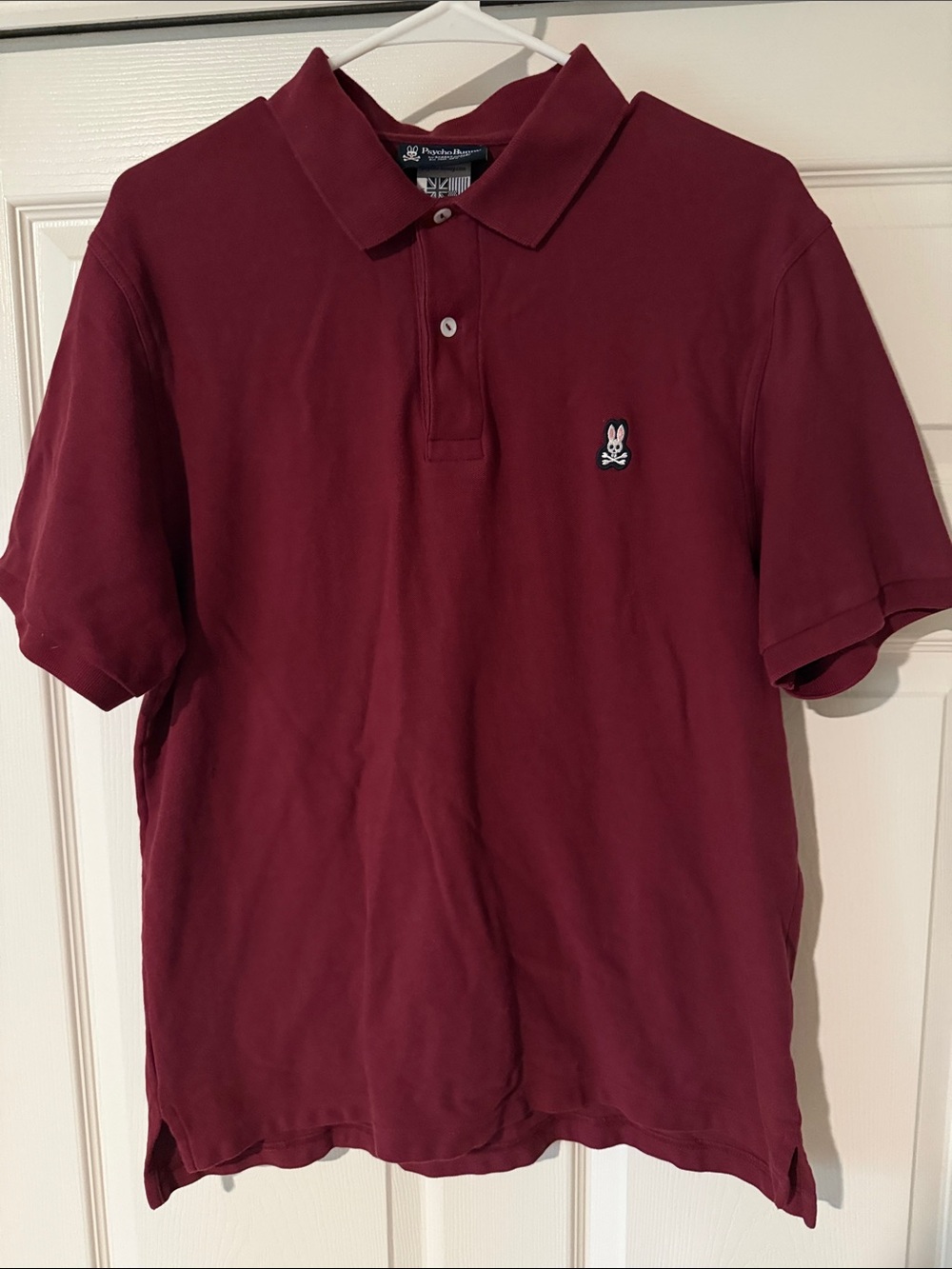 Psycho Bunny Men's Burgundy Polo with Contrast Logo